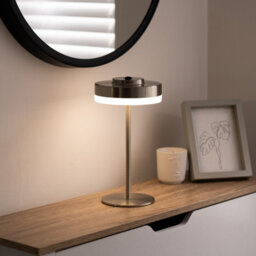 Auraglow Kensington Rechargeable Outdoor Table Lamp - Silver - thumbnail 3