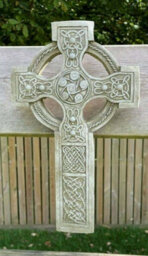 Burgess Celtic Cross Hanging Plaque Stone Garden Ornament Outdoor Statue Sculpture - thumbnail 1