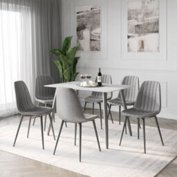 Urbn-Living Urbnliving Anti Stain Velvet Dining Chairs Padded Seat Metal Legs For Kitchen Office, 6Xgrey - thumbnail 3