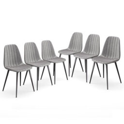 Urbn-Living Urbnliving Anti Stain Velvet Dining Chairs Padded Seat Metal Legs For Kitchen Office, 6Xgrey - thumbnail 2