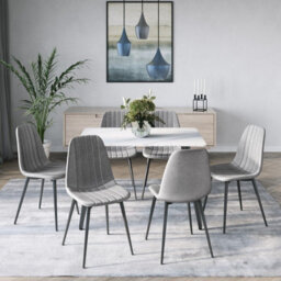 Urbn-Living Urbnliving Anti Stain Velvet Dining Chairs Padded Seat Metal Legs For Kitchen Office, 6Xgrey - thumbnail 1