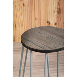 Orsina Set Of 3 Grey Frame Bar Table Stool Set , Hairpin Stool For Kitchen Counter, Elm Wood Metal Frame Stool - thumbnail 8