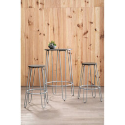 Orsina Set Of 3 Grey Frame Bar Table Stool Set , Hairpin Stool For Kitchen Counter, Elm Wood Metal Frame Stool - thumbnail 4
