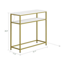 Console Table Narrow With 2 Shelves, 2 Eu Sockets, Usb-A & Usb-C, Sobuy Fsb106-E-G, 80X30X75Cm - Gold Frame - thumbnail 2
