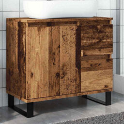 Walplus Bathroom Sink Cabinet Old Wood 65X33X60 Cm Engineered Wood - thumbnail 1