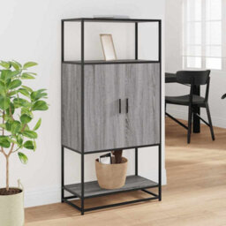 Berkfield Highboard Grey Sonoma 68X35X139 Cm Engineered Wood And Metal - thumbnail 3