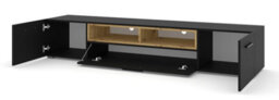 Arte Anette Large Tv Cabinet In Black And Oak Artisan - 1980mm Spacious And Stylish Entertainment Unit