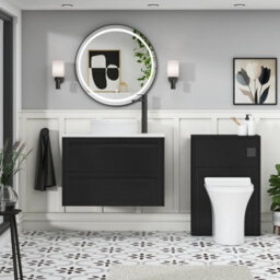 Royal Bathrooms Royal Bathroom Elmore 800mm Matt Nocturne Black Wall Mounted Bathroom Vanity Unit 2 Drawer Plain White Worktop With Round Basin - thumbnail 5