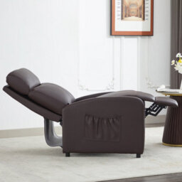 MCC Direct Recliner Pushback Adjustable Reclining Arm Chair Faux Leather Brown - thumbnail 4