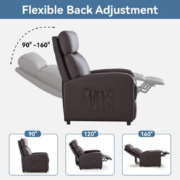 MCC Direct Recliner Pushback Adjustable Reclining Arm Chair Faux Leather Brown - thumbnail 5