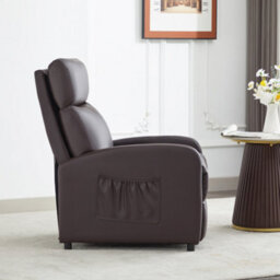 MCC Direct Recliner Pushback Adjustable Reclining Arm Chair Faux Leather Brown - thumbnail 3