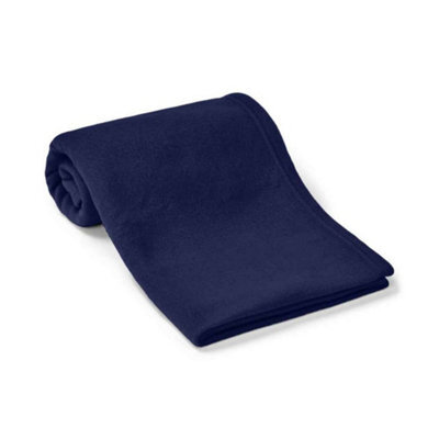 Brand Lab Plain Polar Fleece Dog Blanket Navy (100Cm X 80Cm)