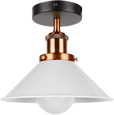 Pack Of 2 Vintage Semi-Flush Mount Lighting Fixture E27 Base Holder With 36Cm Lamp Shade Black Industrial Ceiling Light For Indoor - image 1