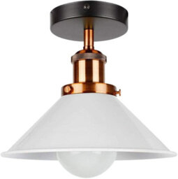 Pack Of 2 Vintage Semi-Flush Mount Lighting Fixture E27 Base Holder With 36Cm Lamp Shade Black Industrial Ceiling Light For Indoor - thumbnail 1