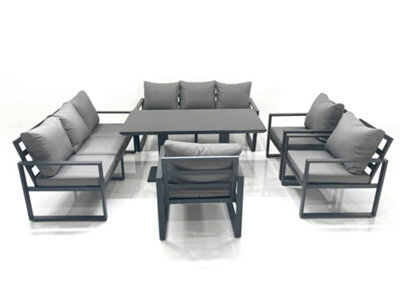 Fimous Garden Sofa Set Aluminium Furniture Rising Dining Tabe Set With 3 Chair Dark Grey - image 1
