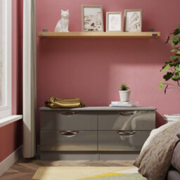 Rovigo Ready Assembled Gloss Dusk Grey 4 Drawer Chest (H)1118mm (W)502mm (D)414mm - thumbnail 1