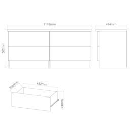Rovigo Ready Assembled Gloss Dusk Grey 4 Drawer Chest (H)1118mm (W)502mm (D)414mm - thumbnail 7
