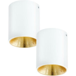 Elegant 2 Pack Round Led Wall And Ceiling Light In White And Gold Finish - thumbnail 1