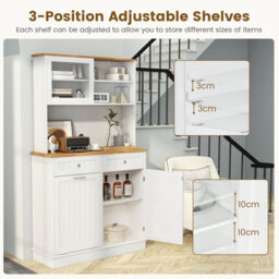 Costway Kitchen Buffet Freestanding Kitchen Pantry Storage Cabinet Cupboard W/ 4 Doors - thumbnail 8