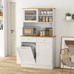 Costway Kitchen Buffet Freestanding Kitchen Pantry Storage Cabinet Cupboard W/ 4 Doors