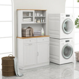 Costway Kitchen Buffet Freestanding Kitchen Pantry Storage Cabinet Cupboard W/ 4 Doors - thumbnail 4