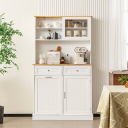 Costway Kitchen Buffet Freestanding Kitchen Pantry Storage Cabinet Cupboard W/ 4 Doors - thumbnail 3