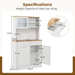 Costway Kitchen Buffet Freestanding Kitchen Pantry Storage Cabinet Cupboard W/ 4 Doors - thumbnail 2