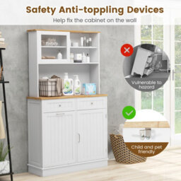 Costway Kitchen Buffet Freestanding Kitchen Pantry Storage Cabinet Cupboard W/ 4 Doors - thumbnail 7