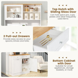 Costway Kitchen Buffet Freestanding Kitchen Pantry Storage Cabinet Cupboard W/ 4 Doors - thumbnail 6