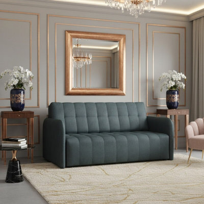 Viva Grand Iv Sofa Bed With Storage And Wooden Legs, Wavy Springs, Sleep Function Size 165X98X85 Cm Dark Grey - image 1