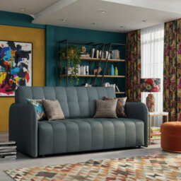 Viva Grand Iv Sofa Bed With Storage And Wooden Legs, Wavy Springs, Sleep Function Size 165X98X85 Cm Dark Grey - thumbnail 2