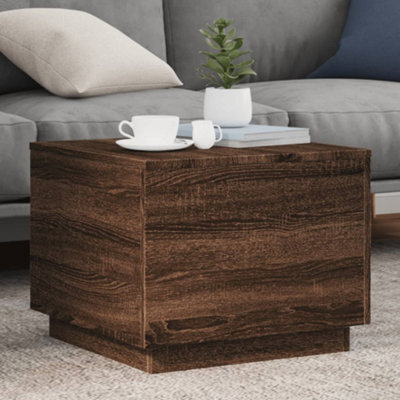 Berkfield Coffee Table With Led Lights Brown Oak 50X50X40 Cm - image 1