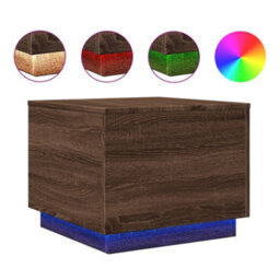 Berkfield Coffee Table With Led Lights Brown Oak 50X50X40 Cm - thumbnail 2