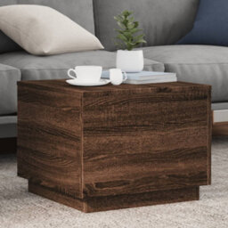 Berkfield Coffee Table With Led Lights Brown Oak 50X50X40 Cm - thumbnail 1