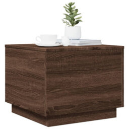 Berkfield Coffee Table With Led Lights Brown Oak 50X50X40 Cm - thumbnail 6