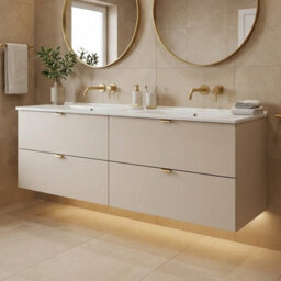 Heze Furniture Dalia Bathroom Cabinet 120Cm With 2 Drawers And Basin In Cashmere - thumbnail 1