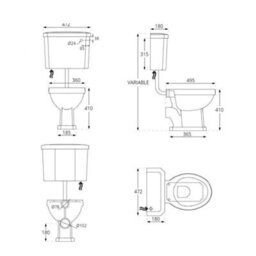 Homestylestore Low Level Cistern Toilet And Brushed Copper Flush Kit And Warm Oak Seat - thumbnail 2