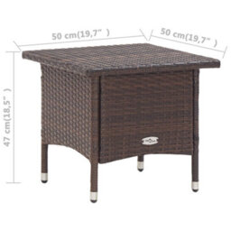 Berkfield Tea Table Brown 50X50X47 Cm Poly Rattan - thumbnail 5