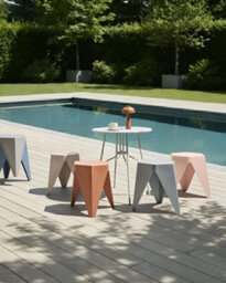 Beliani Set Of 4 Garden Stools Karavos Multicolour - thumbnail 2