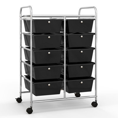 Costway 10 Drawers Storage Trolley Mobile Rolling Utility Cart Home Office Organizer - image 1