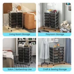 Costway 10 Drawers Storage Trolley Mobile Rolling Utility Cart Home Office Organizer - thumbnail 5