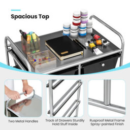 Costway 10 Drawers Storage Trolley Mobile Rolling Utility Cart Home Office Organizer - thumbnail 8