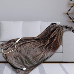 Schallen Luxury Soft Heated Warm Throw Over Blanket With Timer & 10 Heat Settings - Brown - thumbnail 4