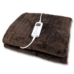 Schallen Luxury Soft Heated Warm Throw Over Blanket With Timer & 10 Heat Settings - Brown