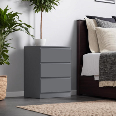 Fwstyle Carlton Dark Grey 3 Drawer Chest (H) 77Cm (W) 60Cm (D) 40Cm - image 1