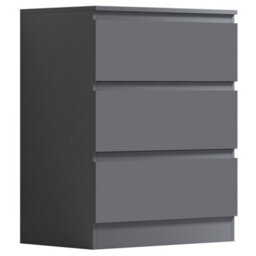 Fwstyle Carlton Dark Grey 3 Drawer Chest (H) 77Cm (W) 60Cm (D) 40Cm - thumbnail 3