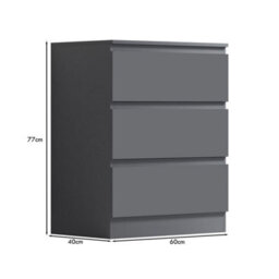 Fwstyle Carlton Dark Grey 3 Drawer Chest (H) 77Cm (W) 60Cm (D) 40Cm - thumbnail 5