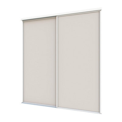 A-Class Sliding Doors Set Of 2 Cashmere Grey Sliding Wardrobe Door Kit In White Frame & Tracks, Opening Height (H) 225-226Cm & Width (W) 180-181Cm - image 1