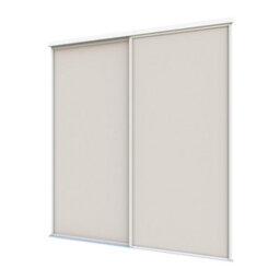 A-Class Sliding Doors Set Of 2 Cashmere Grey Sliding Wardrobe Door Kit In White Frame & Tracks, Opening Height (H) 225-226Cm & Width (W) 180-181Cm - thumbnail 1