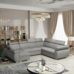 Boston U Modular U Shape Corner Sofa Bed For Living Room Mdf Frame Hr Foam Metal Legs 325X260X85 98Cm Light Grey Left